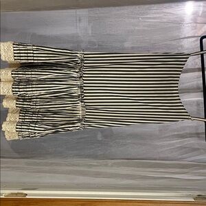 Elegant Striped Mini Dress with Lace Trim